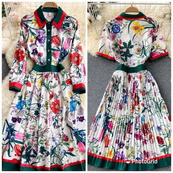 New DALIA MACPHEE SHORT SLEEVE PLEATED FLORAL DRESS - Picture 14 of 14